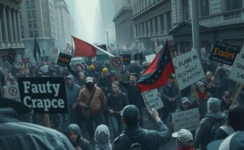 Демонстрации против манипуляций государства, протестующие с плакатами