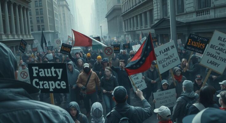 Демонстрации против манипуляций государства, протестующие с плакатами