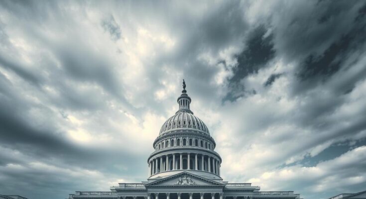 Capitol building with a cloudy sky, symbolising political discussions and re-election uncertainty in Washington, D.C.