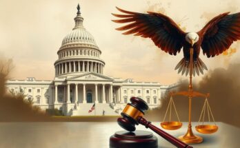 Стратегические политические игры США на фоне Капитолия с элементами патриотизма и нейтральными цветами