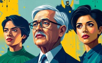 Young politicians representing change and diversity in a dynamic political landscape, in vibrant artistic style.