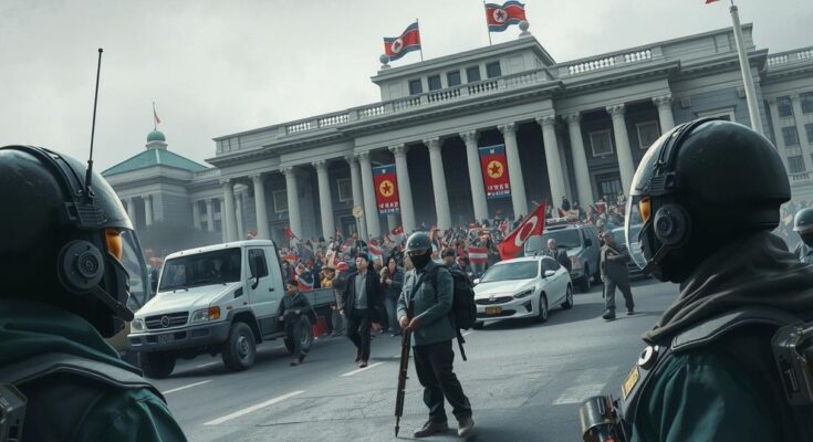Rapat politik dengan ketegangan di gedung parlemen saat penetapan kondisi darurat di Korea Selatan.