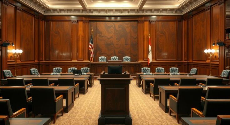 Intense discussion in a Senate hearing room, focusing on budget cuts with raised questions and serious expressions.