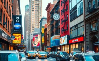 A dynamic cityscape featuring urban development, diverse architecture, and vibrant community life in New York City.