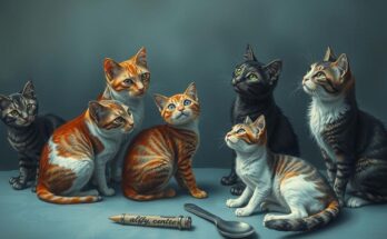 Картинка с котами на фоне флага, символизирующая противостояние разных мнений и множественность идеологий.
