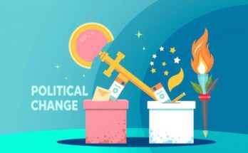 Three symbols of political change: a key, a ballot, and a torch, representing youthful leadership in politics.
