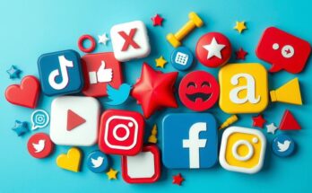 Gadget, social media icons, political content, vibrant colors, modern digital design, representing civic engagement via platforms.