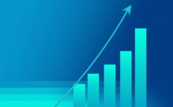 Rappresentazione astratta di un grafico finanziario con toni blu e verdi, simboleggia tagli al bilancio.
