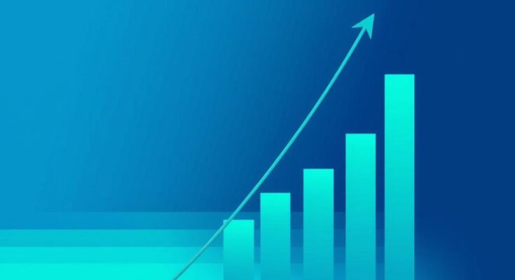 Rappresentazione astratta di un grafico finanziario con toni blu e verdi, simboleggia tagli al bilancio.