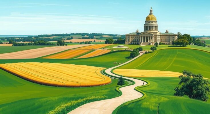 Rappresentazione artistica dell'Iowa con un focus sulla politica e sui candidati governatoriali