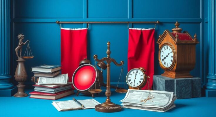 Representasi politik di Senat dengan simbol perdebatan dan strategi pemerintahan, warna biru dan merah.