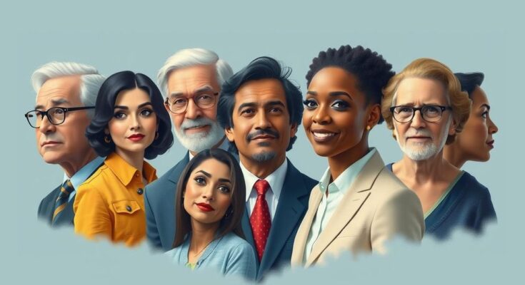 O echipă diversificată de lideri guvernamentali, reprezentând unitate și colaborare în conducerea unei națiuni.