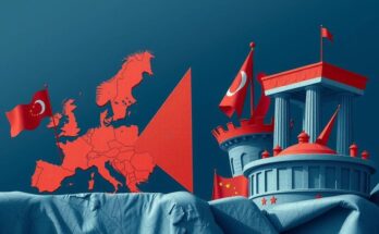 Elezioni politiche europee con simboli rappresentativi dei partiti, in un'atmosfera polarizzata e dinamica.