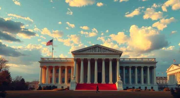 Rappresentazione visiva dell'elite anti-elite nella politica USA, simboli di potere e cambiamento, colori vivaci.