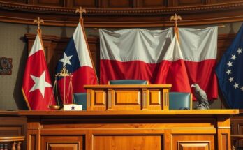Reazione dei legislatori del Texas alle recenti azioni militari, con simboli della politica texana e bandiere.