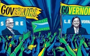 Barkley supports two governors for presidency, expressing political views and dissent in a vibrant, dynamic scene.