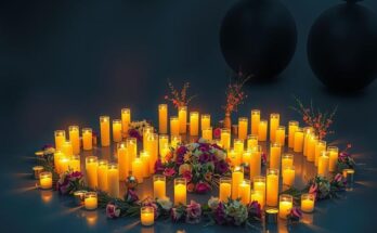 Vigil with candles in the dark representing community remembrance and resilience in face of political violence.