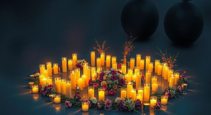 Vigil with candles in the dark representing community remembrance and resilience in face of political violence.