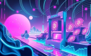 Токены на криптовалюту и технологии искусственного интеллекта, цифровые символы в будущем.
