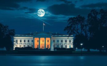 Kota Washington yang menggambarkan Gedung Putih dengan latar belakang malam yang sunyi