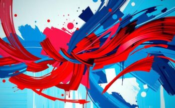Abstract political landscape with contrasting blue and red tones, representing divided party views and leadership shifts.