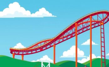 A symbolic rollercoaster representing the ups and downs of international relations between Iran and the US.