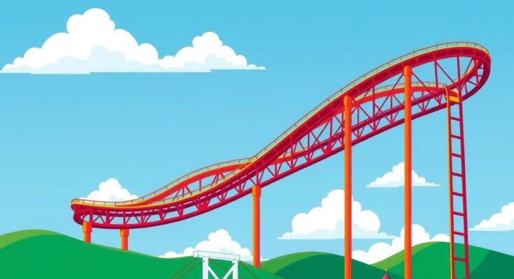 A symbolic rollercoaster representing the ups and downs of international relations between Iran and the US.