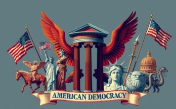 Gambaran dinamika politik di AS, representasi konstitusi, kekuatan lembaga, multikulturalisme dalam demokrasi.