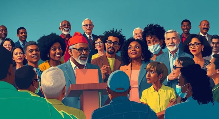 Stratégie politique d'Eric Adams pour sa réélection, mettant en avant des leaders communautaires, la diversité et la sécurité.