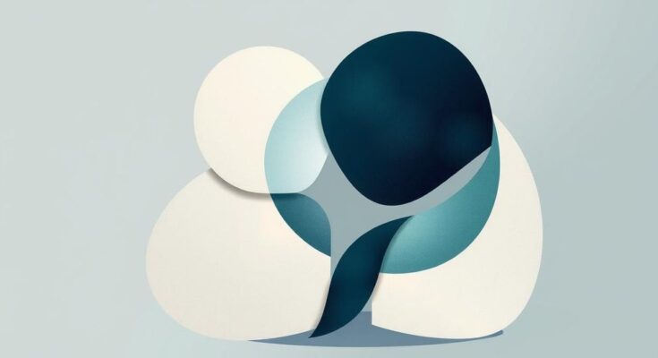 A symbolic representation of diplomacy and political discussions with abstract shapes and neutral tones.