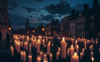 Vigilia in memoria a victimelor violenței politice în Minnesota, cu lumânări aprinse și un peisaj solemn.