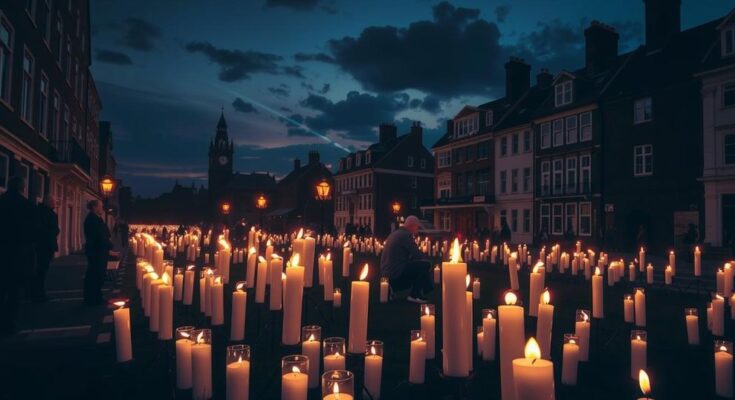 Vigilia in memoria a victimelor violenței politice în Minnesota, cu lumânări aprinse și un peisaj solemn.