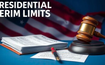 Gavel and legal documents symbolizing political discussions on presidential term limits in the United States.