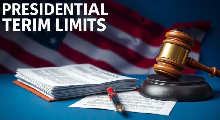 Gavel and legal documents symbolizing political discussions on presidential term limits in the United States.