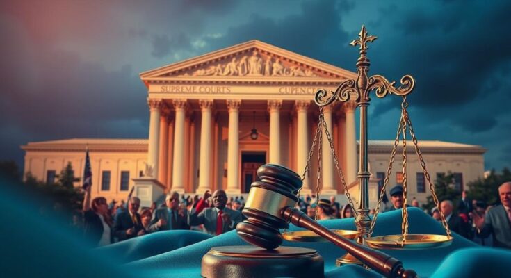 Réaction de Trump après sa victoire à la Cour suprême, entouré de juges conservateurs.