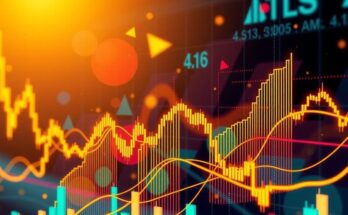 Kumpulan grafik bullish dan bearish di atas latar belakang emas, melambangkan fluktuasi pasar saham.