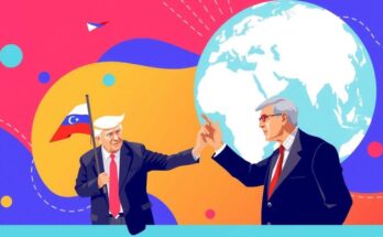 Торговые сделки и обновления политических событий в ярких цветах и стилистике поп-арт.
