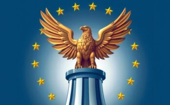 Donald Trump considering third presidential term, with symbolic elements representing leadership and power.