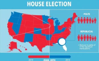 Risultati elettorali del Congresso 2024, grafico della maggioranza repubblicana con colori accesi e simboli della politica