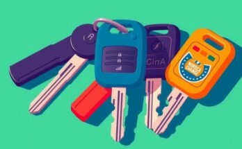 Trois clés de voiture symbolisant un changement générationnel dans la politique américaine, teintes vives.
