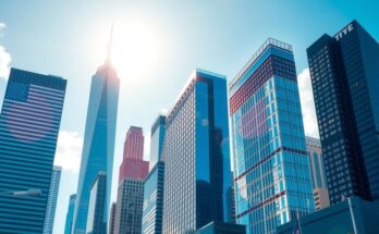 Un paysage urbain avec des gratte-ciel sous un ciel ensoleillé, illustrant la politique moderne à New York.