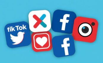 Grafik tentang cara orang Amerika menavigasi politik di media sosial seperti TikTok, X, Facebook, dan Instagram.