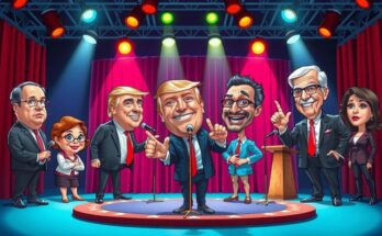 SNL actors performing political satire, with comedy sketches and iconic impressions of politicians in a lively setting