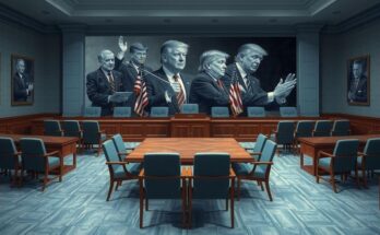 Réunion politique sur la réserve fédérale, capturant une ambiance de tension entre les dirigeants et la politique.